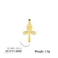 Detailed size view of 18K gold hollow cross eye pendant, 20.3x31.9MM dimensions - Mini Hollow Cross Style (SS2022121303) / Gold