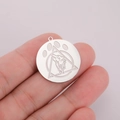 Polished stainless steel wolf head pendant with geometric triangle and claw engraving - Pendant / Steel