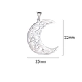 Macro detail of crescent moon pendant with Celtic knot showing 32mm by 25mm dimensions - Celtic Knot Crescent Moon Hollow Style (Style 3 - Steel Color)