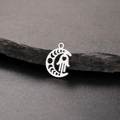 Silver stainless steel moon phase pendant with Hamsa hand and heart cut-out detail - Hand of Fatima Moon - Steel Color (Style 5 - Steel Tone)