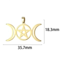 18K gold plated Triple Moon Goddess pendant with pentagram, dimensions 18.3mm by 35.7mm - Triple Goddess Pentagram Style (Style 1-Gold) / Gold