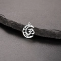 Silver stainless steel moon phase pendant with hollow Om yoga symbol on stone - Moon Om Symbol - Steel Color (Style 4)