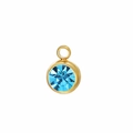 Round golden birthstone pendant with faceted dark blue crystal for DIY jewelry - March Stone (Gold)