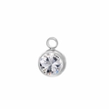 Single-hole round bezel-set crystal birthstone pendant in silver-tone finish - April Stone (Silver)