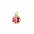 Minimalist round gold-plated birthstone pendant with faceted pink crystal gemstone - June Stone (Gold)