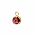 Golden round birthstone pendant with deep red faceted crystal for DIY jewelry - July Stone (Gold)