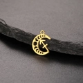 Detail of 18K gold stainless steel crescent moon pendant with Sagittarius zodiac symbol - Gold-Sagittarius