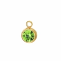 Golden round pendant with green crystal stone for DIY necklace and jewelry making - August Stone (Gold)
