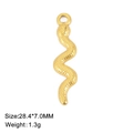 Polished gold snake charm pendant with scale texture, 28.4x7.0mm, for jewelry making - Wavy Snake Design (Style 8 - Gold)