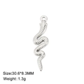 Silver stainless steel snake pendant with grid texture 30.6x8.3mm for DIY jewelry - Zigzag Snake Design (Style 9 - Steel Color)