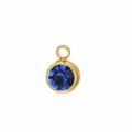 Golden round pendant with dark blue birthstone and top loop for DIY jewelry design - September Stone (Gold)