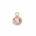 DIY round stainless steel pendant with pink gemstone and gold bezel for necklaces - October Stone (Gold)