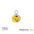 Silver stainless steel round pendant with yellow birthstone gem measuring 6*8mm - November Stone (Silver)