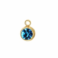 Golden birthstone pendant with deep blue faceted crystal and round stainless steel base - December Stone (Gold)