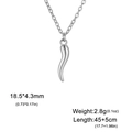 Silver stainless steel cornictello pendant necklace with detailed size and weight specs - Necklace (Steel Color) / Steel