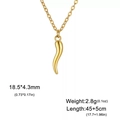 Gold stainless steel cornicello chili pendant necklace with a polished finish - Necklace (Gold) / Gold