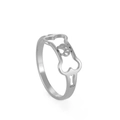 Macro detail of silver ring featuring hollow bone and pet paw print design - Steel / US 7