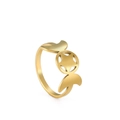 Minimalist gold stainless steel triple moon and pentagram ring in bohemian style - US 6 / Gold