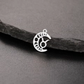 Silver stainless steel crescent moon pendant with Taurus zodiac symbol for DIY jewelry - Silver-Taurus