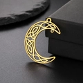 18K gold plated crescent moon pendant with celtic knotwork design and top ring - Gold
