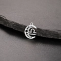 Silver Libra zodiac crescent moon stainless steel pendant with moon phase cutouts - Steel-Libra