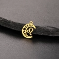 18K gold plated stainless steel crescent moon pendant with Leo zodiac sign for DIY jewelry - Gold-Leo