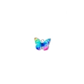 Vibrant butterfly pendant in multi-color gradient finish with silver stainless steel edges - Steel-Butterfly(Blue Center)