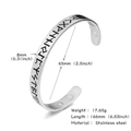 Detail of Viking Celtic knot steel cuff bangle with magnetic therapy stones inside - Vintage Black Engraved Runes (Style 8)