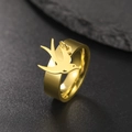 Anillo ancho de acero inoxidable dorado de estilo vintage francés con diseño de golondrina - US 7 / Dorado