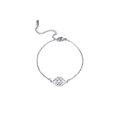Detailed silver stainless steel chain bracelet with hollow floral pendant and lobster clasp - Steel Color Chain / Silver