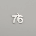 Polished silver stainless steel number 76 pendant for DIY jewelry making - Number 76 / Steel