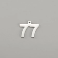 Stainless steel number 77 pendant charm with polished silver finish for DIY jewelry - Number 77 / Steel