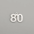 Polished silver stainless steel number 80 pendant with hanging hole for DIY jewelry - Number 80 / Steel