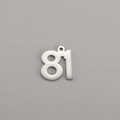 Mirror polished stainless steel pendant featuring the number 81 with a hanging hole - Number 81 / Steel