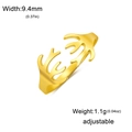 Verstellbarer 18K vergoldeter Edelstahlring in Korallenform, Breite 9,4 mm - Gold