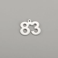 Polished silver stainless steel number 83 charm pendant with mirror finish - Number 83 / Steel