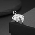 Polished stainless steel clownfish charm pendant with etched scales for DIY jewelry making - Steel