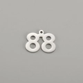 Polished silver stainless steel number 88 charm pendant with a single hanging hole - Number 88 / Steel