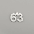 Silberner Edelstahl-Anhänger Nummer 63 für DIY-Schmuck und Armbänder geeignet - Stahlfarbe - Nummer 63