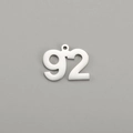 Polished silver stainless steel number 92 pendant with hanging hole for DIY jewelry - Number 92 / Steel