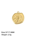 Detail view of a 19mm gold stainless steel bee embossed pendant with size specifications - Embossed Bee (Style 2-Gold Tone) / Gold