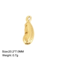 Detailed view of golden feather pendant showing textures, size 20.2x7mm and 0.7g weight - Feather Style (Gold) / Gold