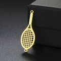 Goldener Tennisschläger-Anhänger aus Edelstahl mit zwei Löchern für DIY-Schmuck - Gold