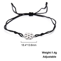 Detail of adjustable snowflake charm bracelet with black cord and silver pendant - Snowflake Style-Steel Color