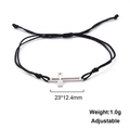 Detail of adjustable black cord bracelet with a 23x12.4mm stainless steel cross pendant - Hollow Cross Style-Steel Color