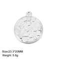 Detail showing 23.3x20mm stainless steel round pendant with floral dragonfly relief - Flower & Dragonfly (Style 5 - Steel Color)