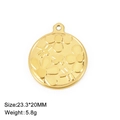 Stainless steel round pendant with embossed flower and dragonfly design for DIY jewelry - Floral Dragonfly (Style 5 - Gold Color)