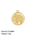 Detailed close-up of golden stainless steel elephant relief pendant with size markings - Elephant Relief (Style 6 - Gold)