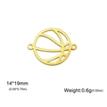 Pendentif basket-ball creux doré en acier inoxydable pour bijoux DIY sport 14x19mm - Connecteur de Basket-ball / Or
