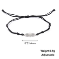 Detailed view of adjustable black braided cord bracelet with 8x21.4mm stainless steel charm - Infinity Eye Style-Steel Color